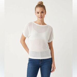 🔸Reitmans White Knit Mesh Top Size Medium